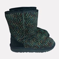 UGG Classic II Graphic Stitch Multicolor Suede Boots Kids black 