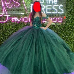 sachin and babi light blue dress Off the Shoulder Ball Gown Dark Green Satin Quinceanera Dresses main image 0