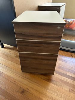 Modern 3-Drawer Mobile File Cabinet – Walnut & White