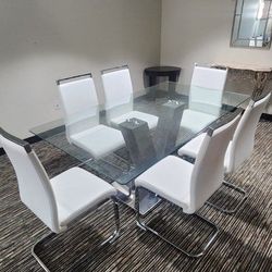  Glass Table Set 6 Chairs 