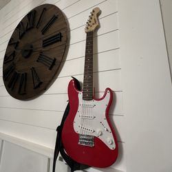 Squier Stratocaster (by Fender) Red White Electric Guitar