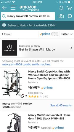 Marcy Smith Cage Machine with Workout Bench and Weight Bar Home Gym  Equipment SM-4008