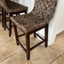 Wood Bar Stools - Set Of 4