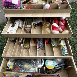 Vintage Old Pal 1030 Three-Tier Cantilever Tackle Box - Fully Loaded Collection