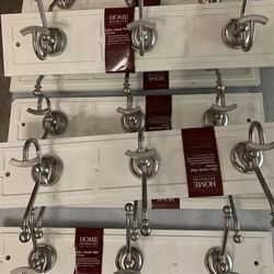 22 in. White and Satin Nickel Hook Rack