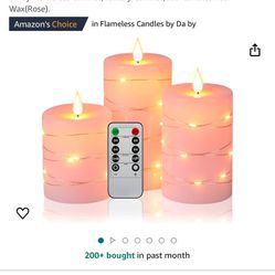 Pink Flameless Candles - Remote Included 