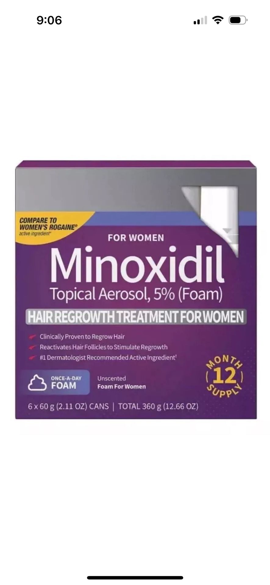 NEW Kirkland Minoxidil WOMEN 5% FOAM Hair Regrowth Treatment 12 Months 10/2025
