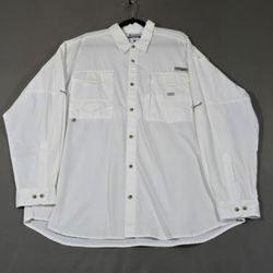 Columbia PFG Bahama II Shirt Mens XL White Fishing Vented Long Sleeve NWOT