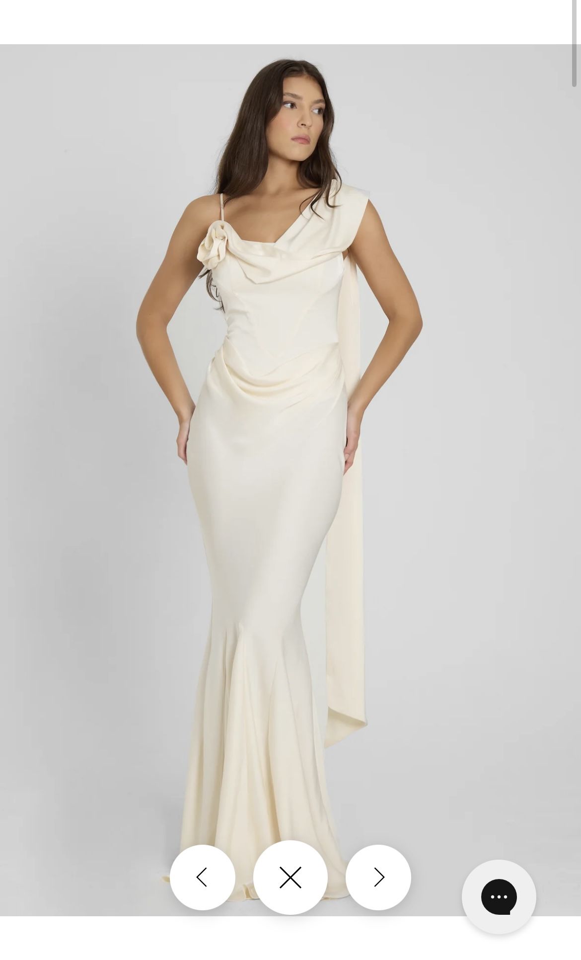 CELINE CORSET DRAPE SATIN GOWN - IVORY