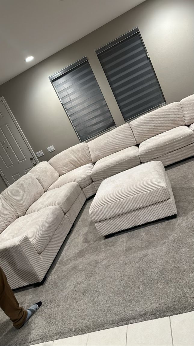 Extra Large Ivory Or Grey Modular Sectional 7 Piece Set Extra Plush Corduroy Fabric Brand New In Box Firm Price $1,380