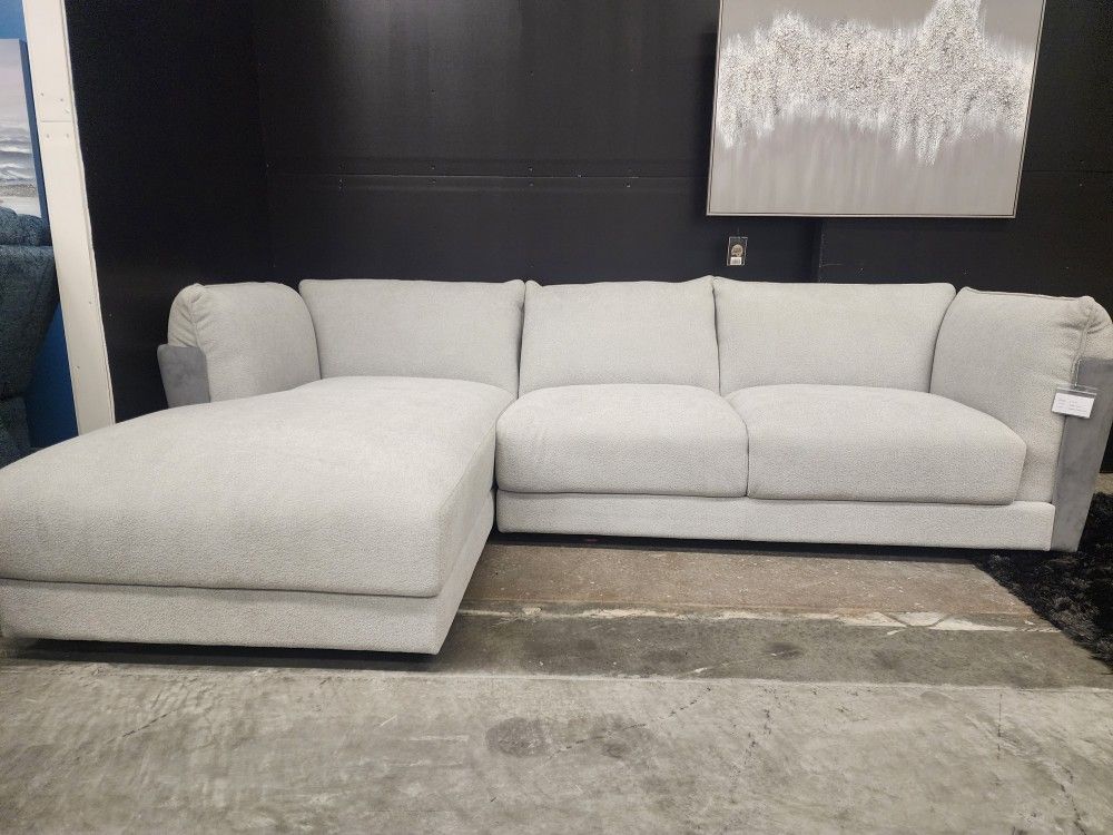 Brand New Lifestyle Abby Grey & Pewter 2pc Oversized Chaise Sofa Set