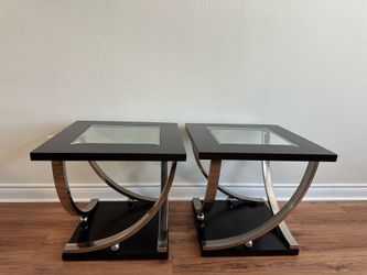 Modern Glass Top Side Tables – Set of 2