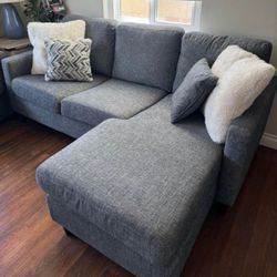 Modern Gray Living Spaces Sectional Sofa with Reversible Chaise