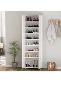 Large Shoe Cabinet with Wheels Wooden