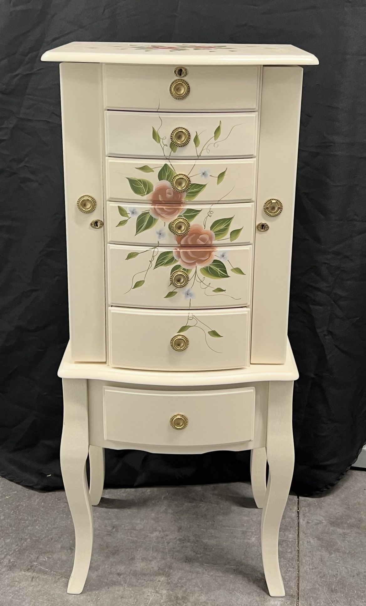 Thomas Pacconi Hand Painted LockingJewelry Armoire with key
