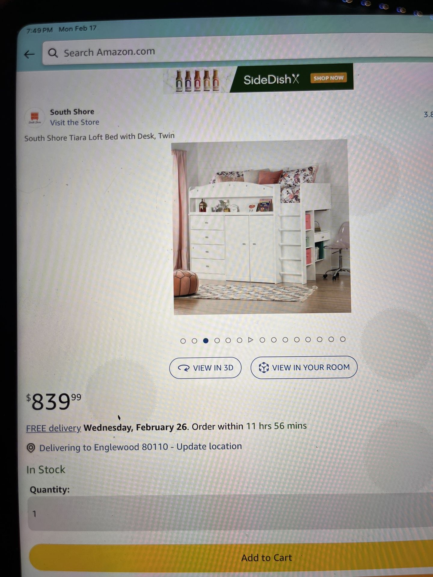 Cute Bed Frame Used.