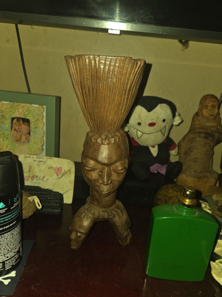 Aferican Real Solid Wood Early 1900 Hand Carved