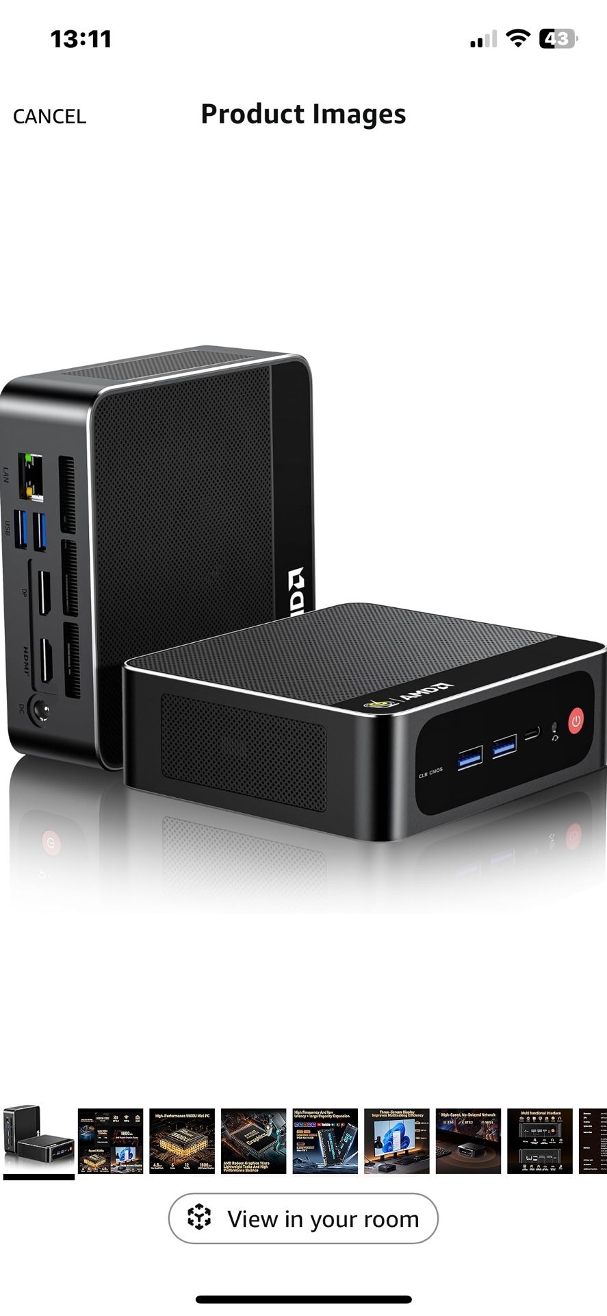 Beelink Mini PC, AMD Ryzen 5500U (6C/12T, Up to 4.0GHz), 16GB DDR4 500GB M.2 NVME SSD, Mini Computer Support 2.5G LAN/Triple Display/USB3.2/WiFi6/BT5.