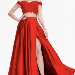 Two Piece Red Prom Dress