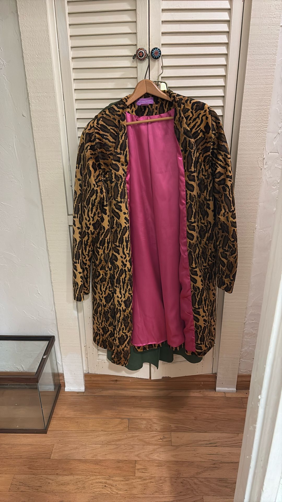 Velvety Faux Fur Leopard Coat Size Large