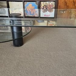 1950s Vintage Glass Coffee Table With Swivel Shelf