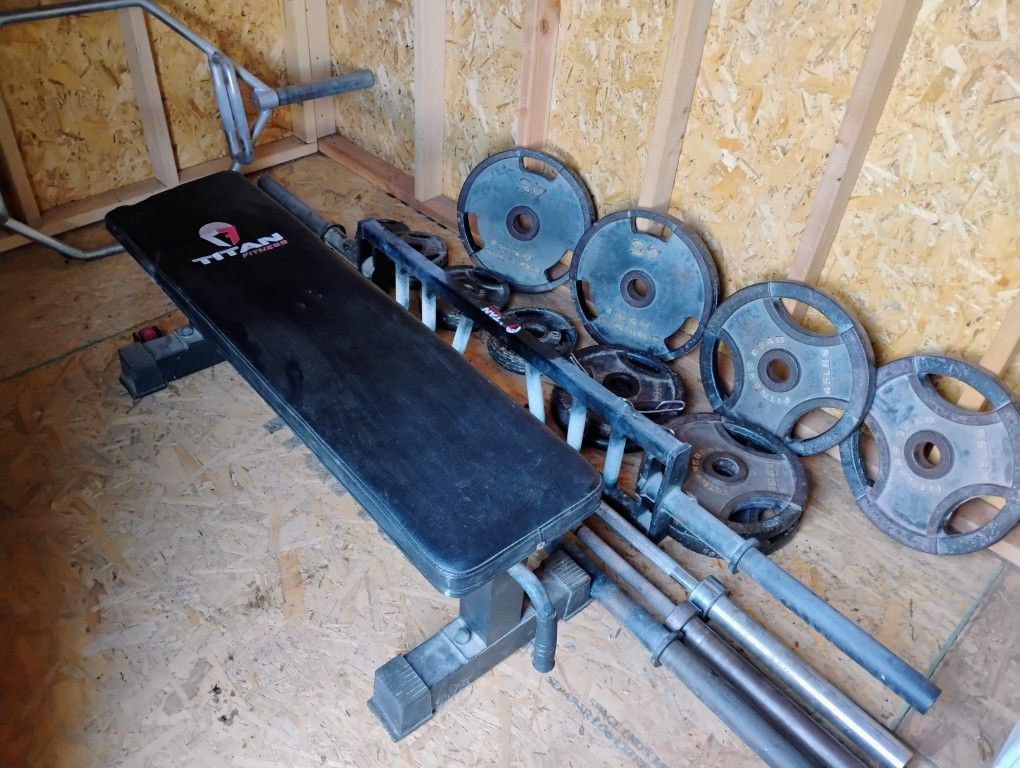 Home Gym: Barbells, Plates, Bench