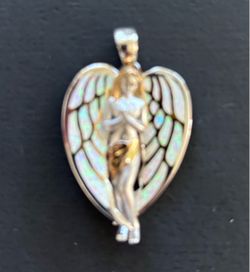 Kovel Angel Heart Pendant with Opal Inlay