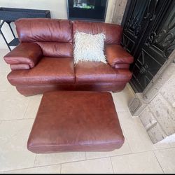 Leather Sofa And Ottoman Couch