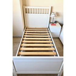 White Glossy Twin Bed Frame 