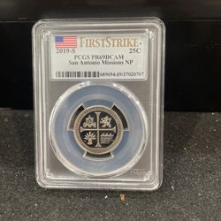 2019 S Gem Proof San Antonio NP Quarter Graded At PR69 Deep Cameo E-18