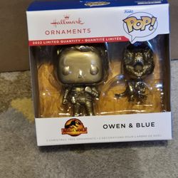 Jurassic Park Owen & Blue Ornament EXCLUSIVE LIMITED CHASE GOLD Funko Hallmark Set