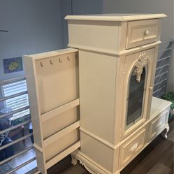 L Shaped Dresser With Jewelry Storage 3 Drawers And 2 Shelves
