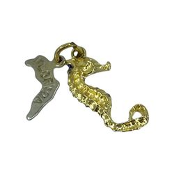 Gold Over Silver Seahorse State Florida Charm, 1.34g