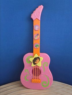 Fisher Price Dora the Explorer Strum Along Tunes Guitar 17" tall - 2009 Mattel