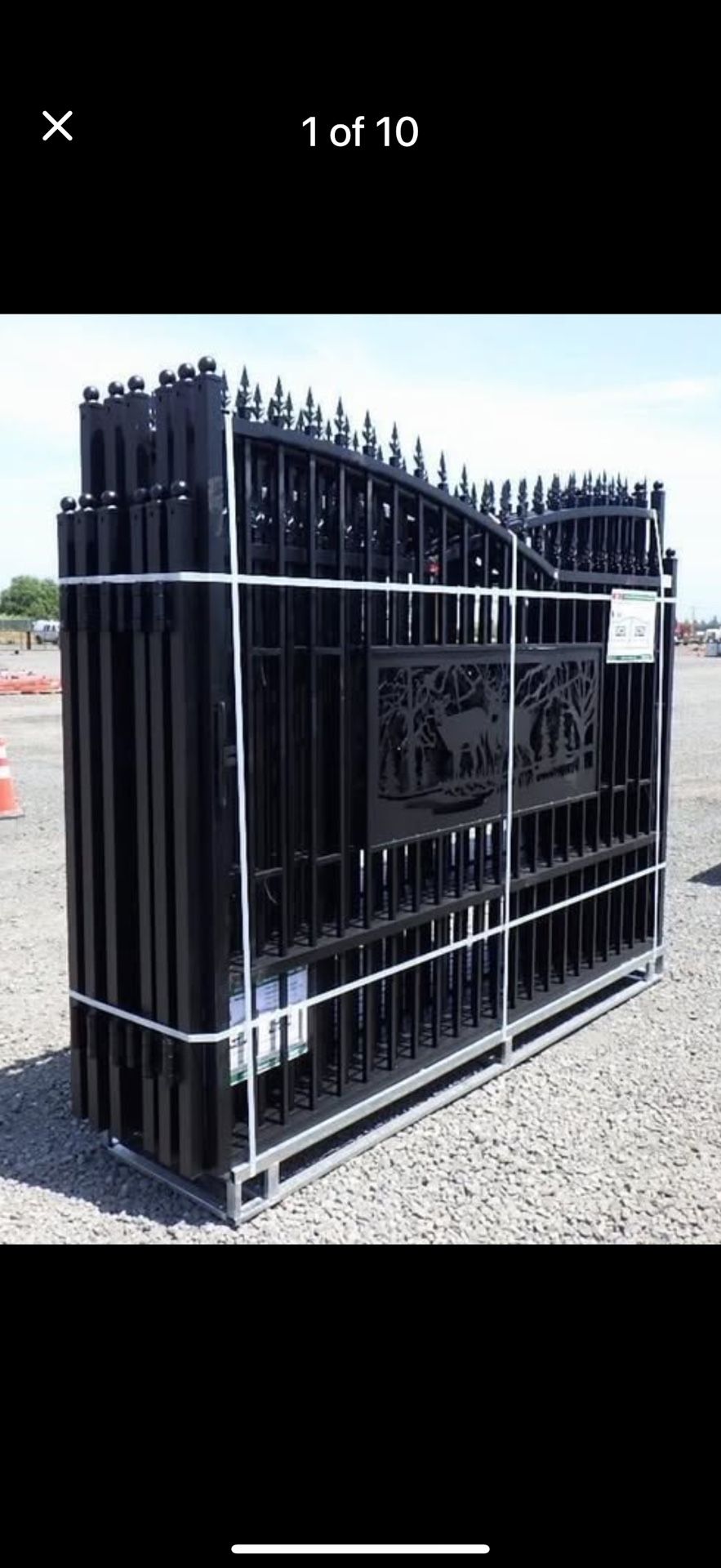 7'x20' Metal Farm Driveway Gate square deer design