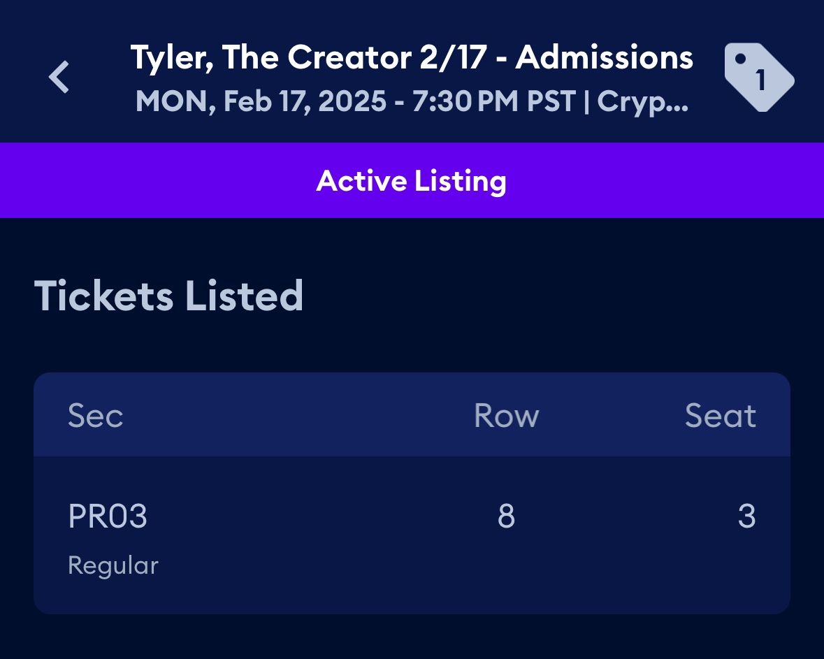 Tyler The Creator Ticket
