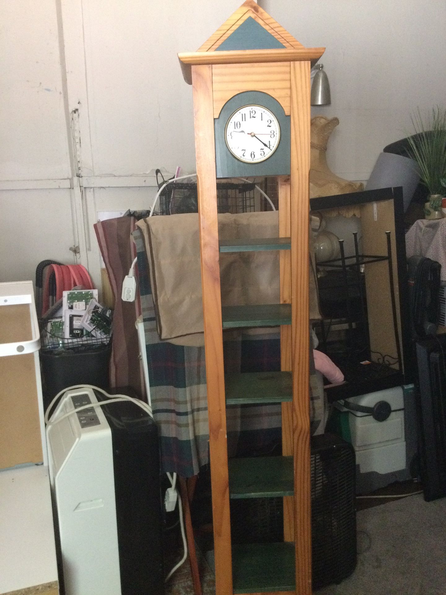 Wooden Display With Clock/ 10x71