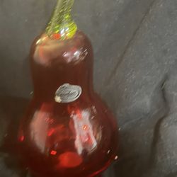 Antique rainbow red glass pear