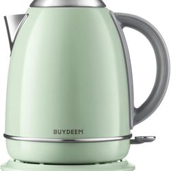 BUYDEEM K640 Stainless Steel Electric Tea Kettle with Auto Shut-Off and Boil Dry Protection, 1.7 Liter Cordless Hot Water Boiler with Swivel Base, 144