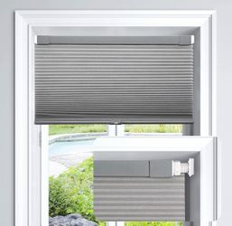 Lot of 5 LazBlinds Cordless Cellular Shades 22” x 64” Gray Honeycomb Blinds