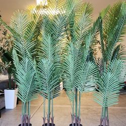 4 Pack Artificial Areca Palm Plant Fake Palm Tree, Faux Plant For Home Decor Indoor Outdoor Faux Areca Palm Tree In Pot For Home Office Housewarming G