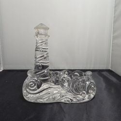 Vintage Lenox Lead Crystal Lighthouse Votive Candle Holder 6 1/4" (QU)