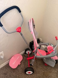 Radio Flyer Pink Toddler Tricycle with Push Handle
