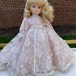 Bradley’s Doll October Miss Opal Vintage Blonde Pink GORGEOUS in Box unique  Super unique.  Very full, draping gown  Has been taken out of box.   Ple