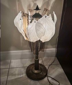 VINTAGE WHITE Leaf Table Lamp 31”H