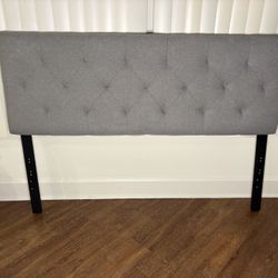  Upholstered Headboard Diamond Tufted Padded Polyester, Stone, Full /Queen