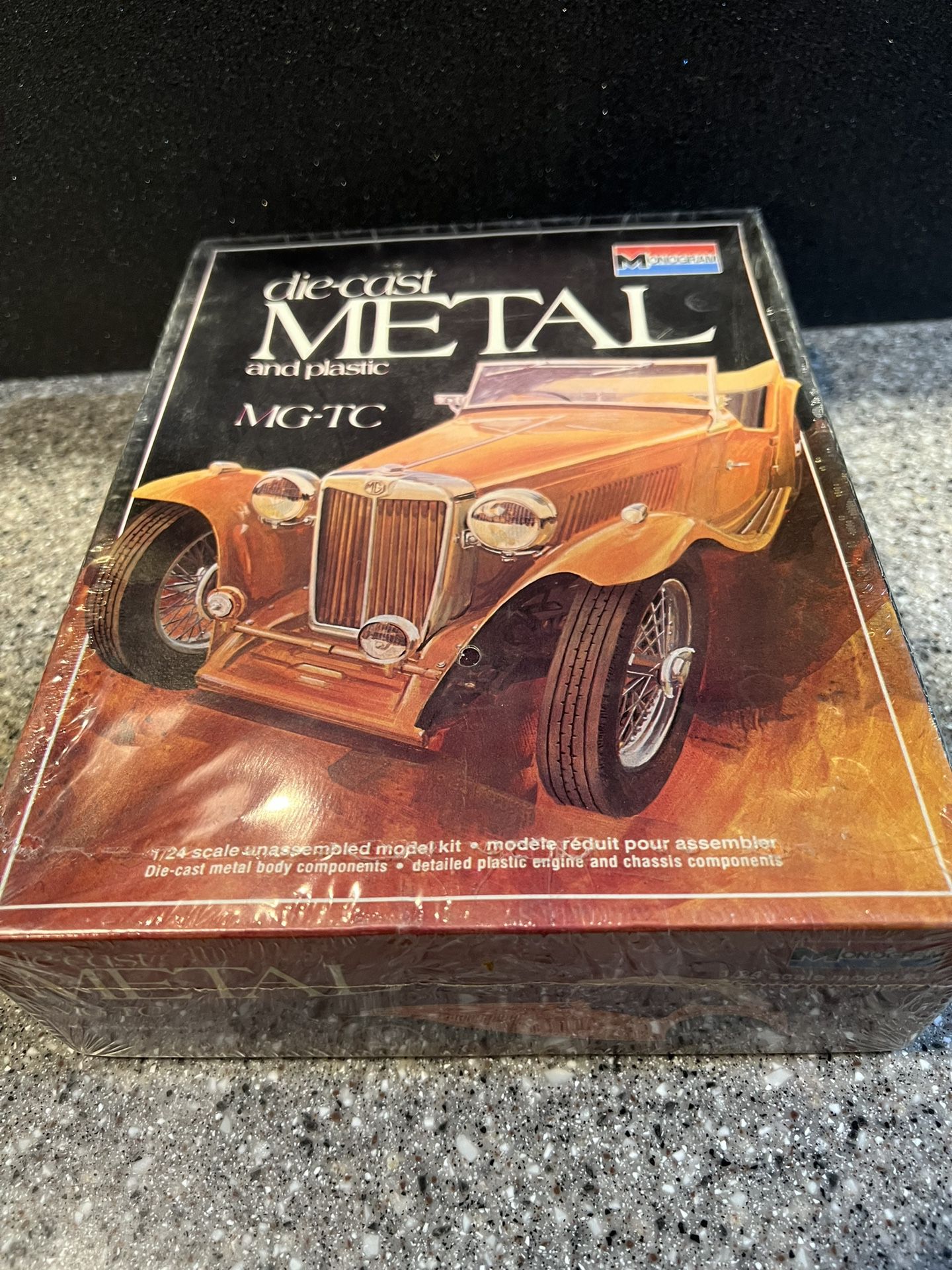 Vintage 1977 Monogram MG-TC Die-cast Metal and Plastic Model Kit 1/24 Scale  (Never Been Opened)