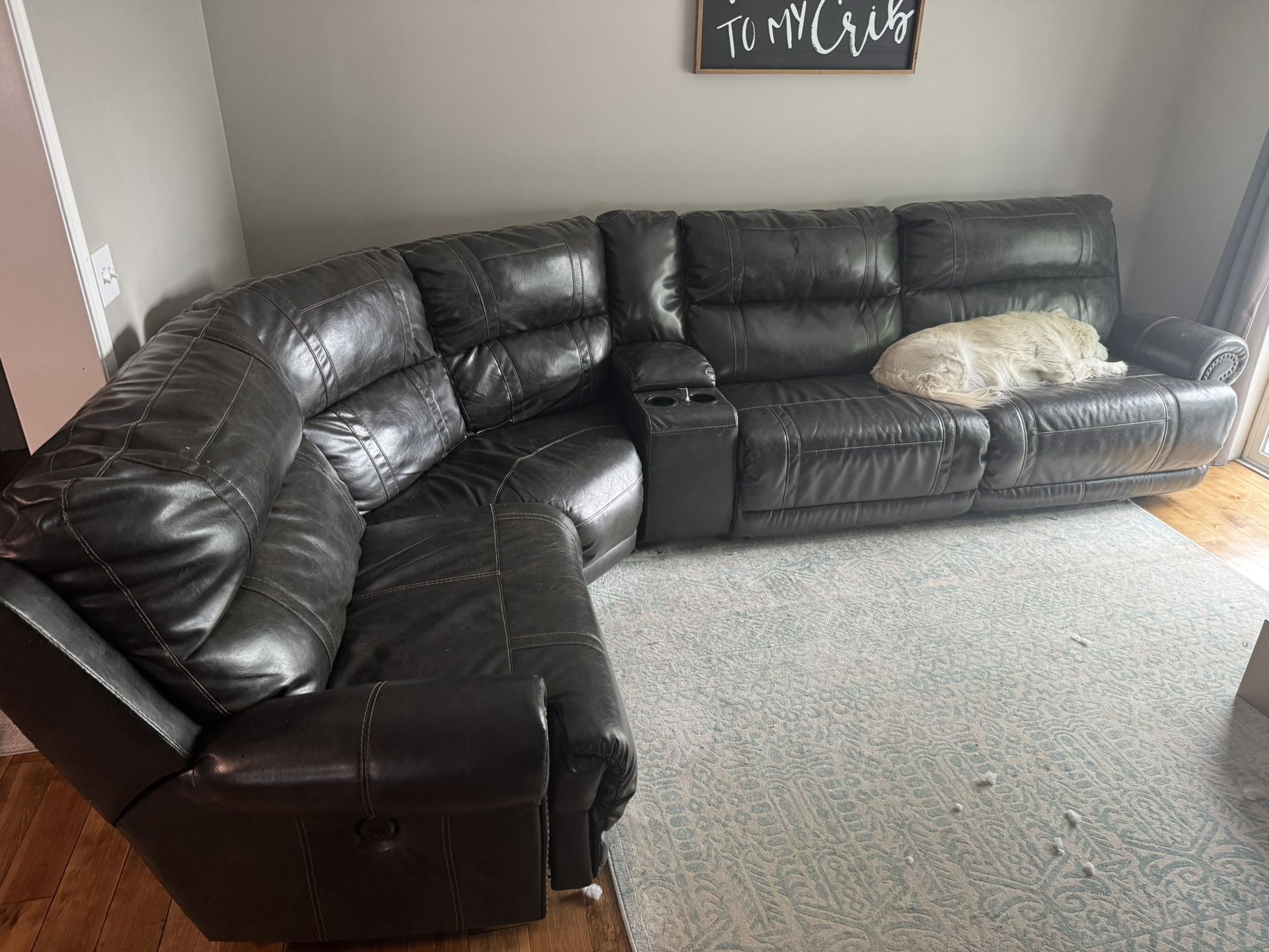 Leather Sectional With Power Recliners