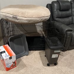 XL Dog Crate, dog bed, and accessories 