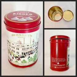 Hershey's Kisses Vintage Red Tin 1990 Hometown Series Canister #4 Chocolate Ave